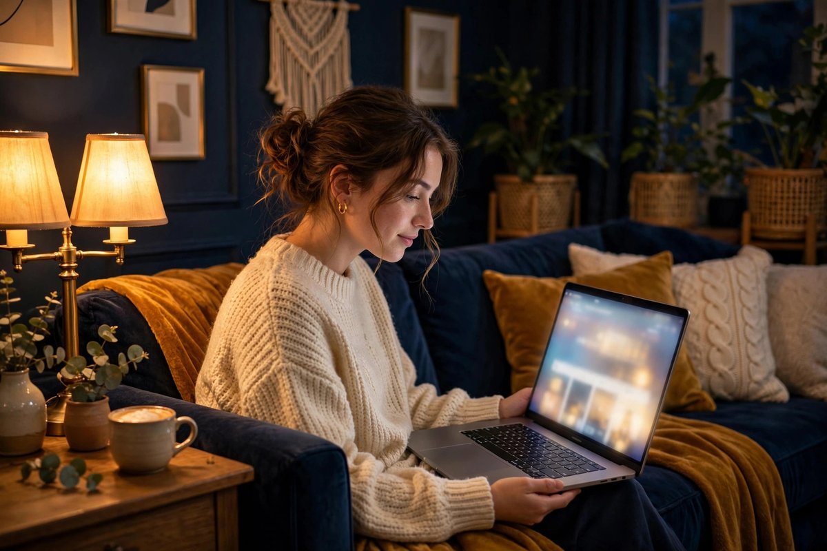 A buyer browsing an online shop from home